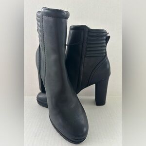 DKNY Black Quilted Heel Ankle Boot with Side Zip